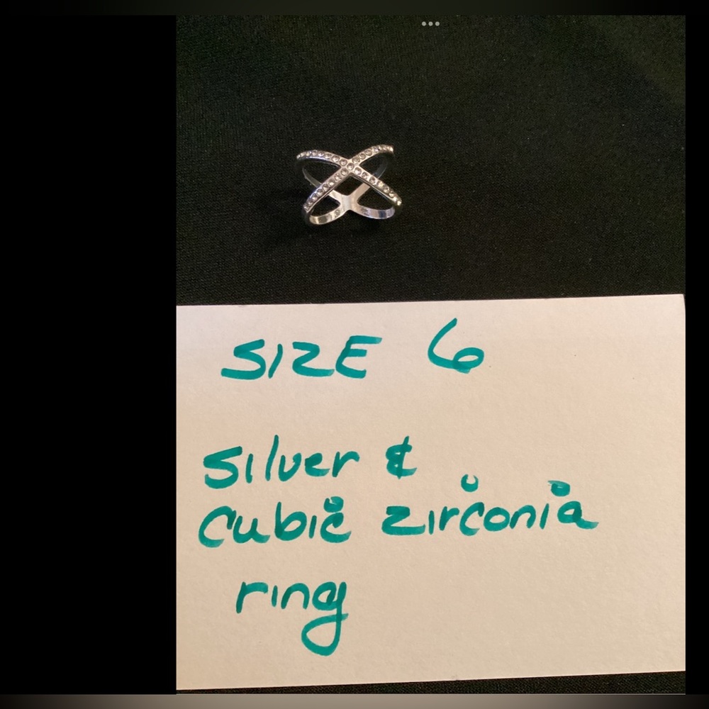 Silver and cubic zirconia ring